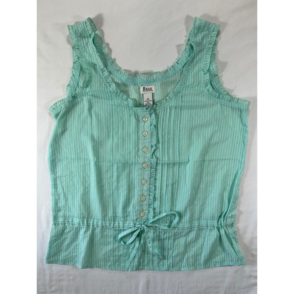 Milkmaid Cottagecore Fairycore Coquette Boho Green Ruffle Sleeveless Tank Top Sm